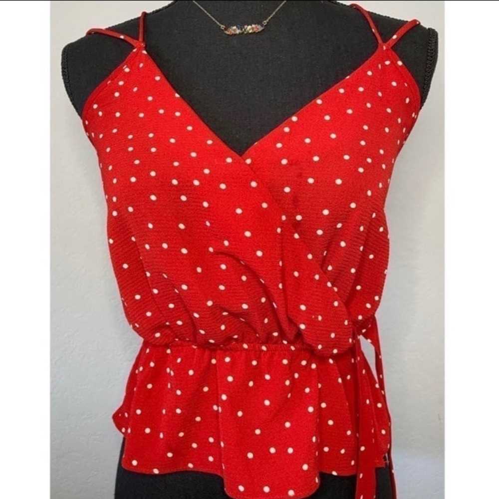 Red polka dot fashion top